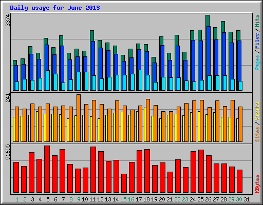 Daily usage for June 2013