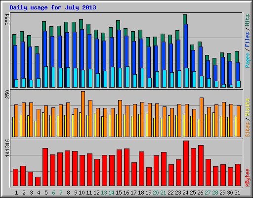 Daily usage for July 2013
