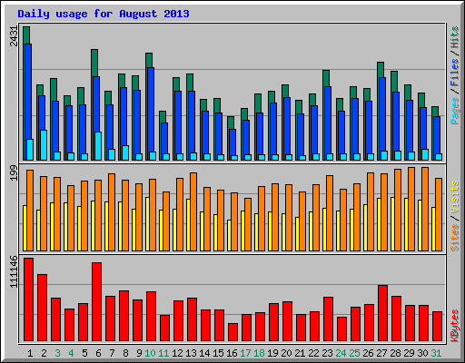 Daily usage for August 2013