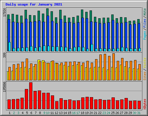 Daily usage for January 2021
