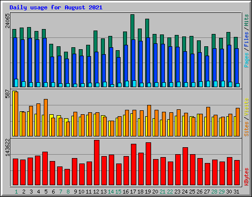 Daily usage for August 2021