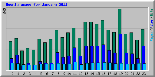 Hourly usage for January 2011