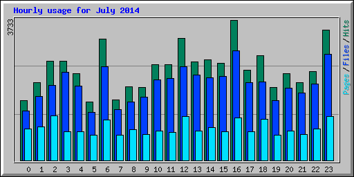 Hourly usage for July 2014