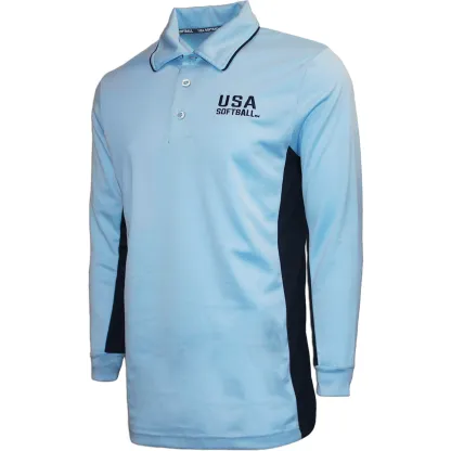 1060 - USA Softball Umpire Polo Long Sleeve Powder Blue